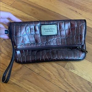 Simply Vera Faux Croc Wristlet Brown